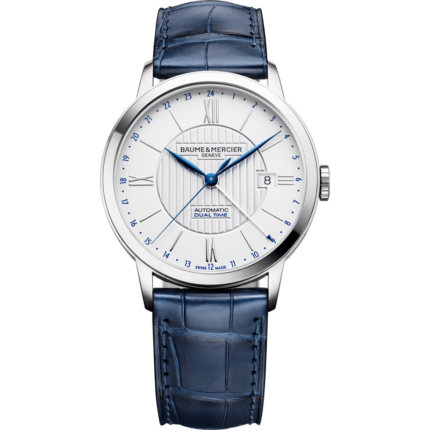 Baume & Mercier-10272 Classima 40 Dual Time Stainless Steel / Silver / Alligator