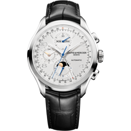 Baume & Mercier-10278 Clifton Chronograph Complete Calendar Stainless Steel / Silver / Strap