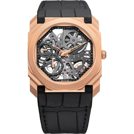 Bulgari-102946 Octo Finissimo Skeleton Pink Gold / Alligator
