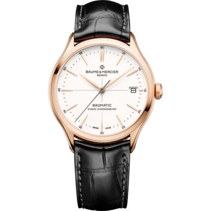 Baume & Mercier-10469 Clifton Baumatic Red Gold / White / Strap / COSC