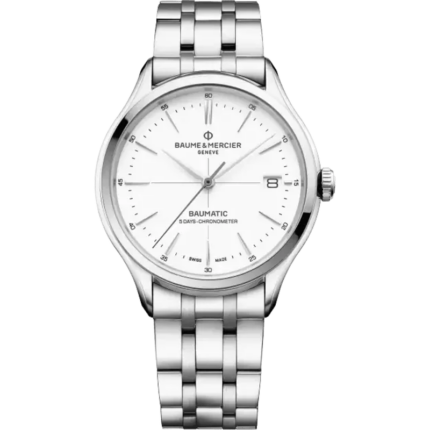 Baume & Mercier-10505 Clifton Baumatic Stainless Steel / White / Bracelet / COSC