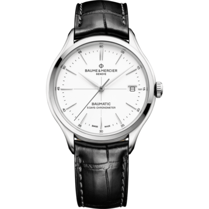 Baume & Mercier-10518 Clifton Baumatic Stainless Steel / White / Strap / COSC
