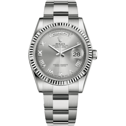Rolex-118239-0145 Day-Date 36 White Gold Fluted / Oyster / Grey Roman