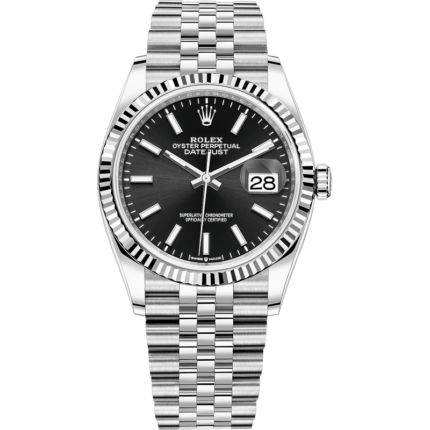 Rolex-126234-0015 Datejust 36 Stainless Steel / Fluted / Black / Jubilee