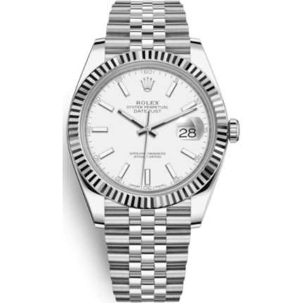 Rolex-126334-0010 Datejust 41 Stainless Steel Fluted / Jubilee / White