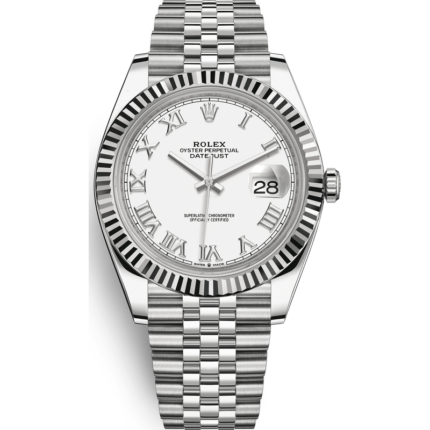 Rolex-126334-0024 Datejust 41 Stainless Steel Fluted / White - Roman / Jubilee