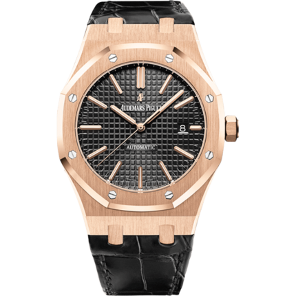 Audemars Piguet-15400OR.OO.D002CR.01 Royal Oak 15400 Pink Gold / Black / Strap