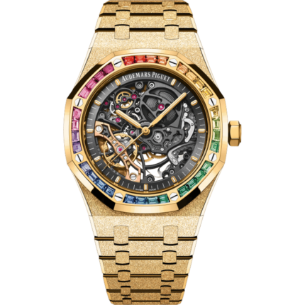 Audemars Piguet-15412BA.YG.1224BA.01 Royal Oak 41 Double Balance Wheel Openworked Frosted Yellow Gold - Rainbow