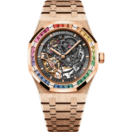 Audemars Piguet-15412OR.YG.1224OR.01 Royal Oak 41 Double Balance Wheel Openworked Frosted Pink Gold / Rainbow