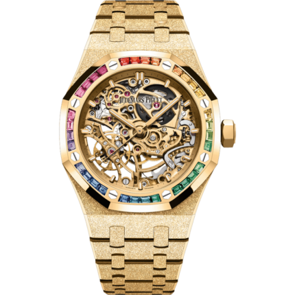Audemars Piguet-15468BA.YG.1259BA.01 Royal Oak 37 Double Balance Wheel Openworked Frosted Yellow Gold / Rainbow
