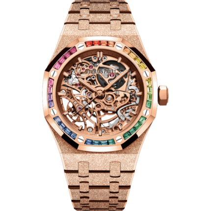 Audemars Piguet-15468OR.YG.1259OR.01 Royal Oak 37 Double Balance Wheel Openworked Frosted Pink Gold / Rainbow