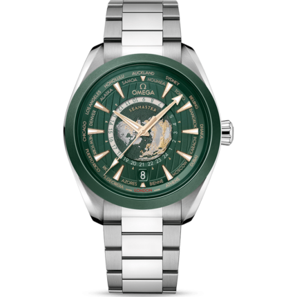 Omega-220.30.43.22.10.001 Seamaster Aqua Terra 150M Master Chronometer 43 Worldtimer Stainless Steel - Ceramic / Green / Bracelet