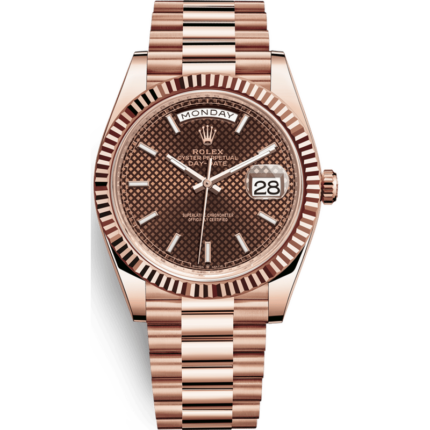Rolex-228235-0006 Day-Date 40 Everose / Chocolate Diagonal Motif