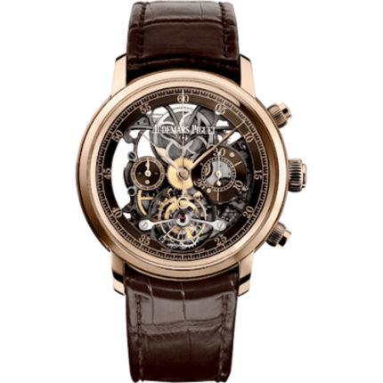 Audemars Piguet-26346OR.OO.D088CR.01 Jules Audemars 26346 Tourbillon Chronograph Openworked Pink Gold