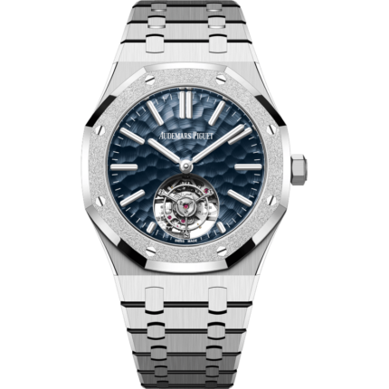 Audemars Piguet-26730BC.GG.1320BC.01 Royal Oak Self-Winding Flying Tourbillon White Gold - Frosted / Dimpled Blue