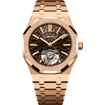 Audemars Piguet-26730OR.GG.1320OR.01 Royal Oak Self-Winding Flying Tourbillon Pink Gold - Frosted / Dimpled Brown