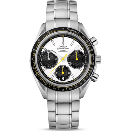 Omega-326.30.40.50.04.001 Speedmaster Racing Co-Axial Chronograph Stainless Steel / Silver-Yellow / Bracelet