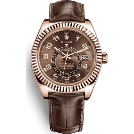 Rolex-326135-0001 Sky-Dweller Everose / Chocolate / Alligator