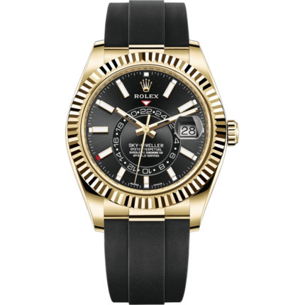 Rolex-326238-0009 Sky-Dweller Yellow Gold / Black / Oysterflex