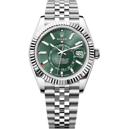 Rolex-336934-0002 Sky-Dweller Stainless Steel - White Gold / Green / Jubilee