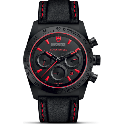 Tudor-42000CR-0002 Fastrider Black Shield Ceramic / Black-Red / Leather