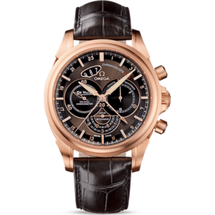 Omega-422.53.44.52.13.001 De Ville Co-Axial 44 Chronoscope GMT Red Gold / Brown