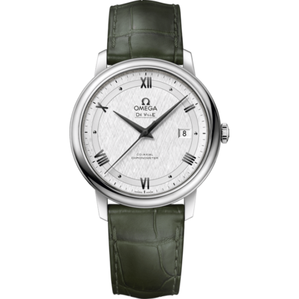 Omega-424.13.40.20.02.006 De Ville Prestige Co-Axial 39.5 Stainless Steel / Vintage Silver Silk