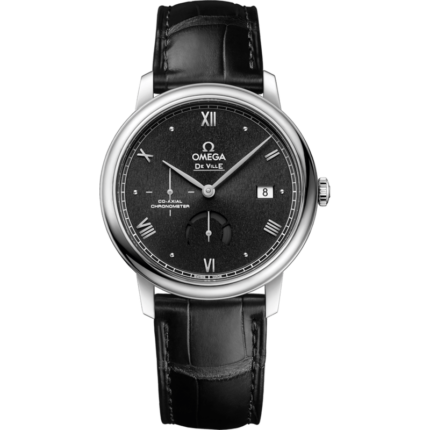 Omega-424.13.40.21.01.002 De Ville Prestige Co-Axial 39.5 Power Reserve Stainless Steel / Black Sunburst
