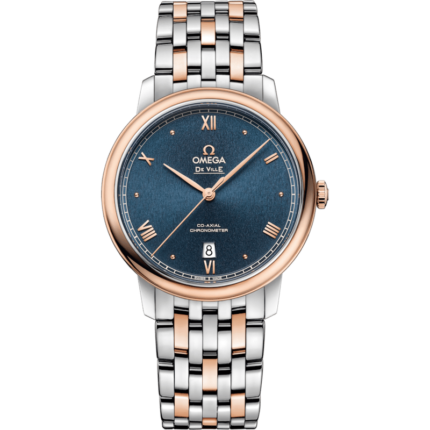 Omega-424.20.40.20.03.001 De Ville Prestige Co-Axial 39.5 Stainless Steel / Red Gold / Blue Sunburst / Bracelet