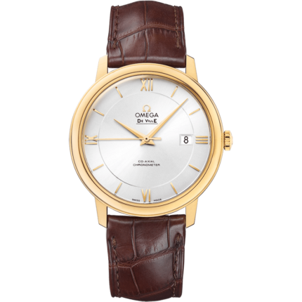 Omega-424.53.40.20.02.002 De Ville Prestige Co-Axial 39.5 Yellow Gold / Silver