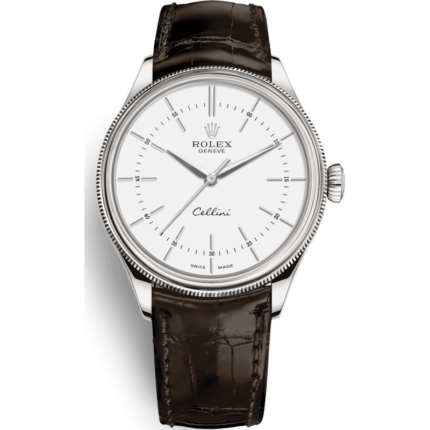 Rolex-50509-0016 Cellini Time White Gold / White / Alligator Black