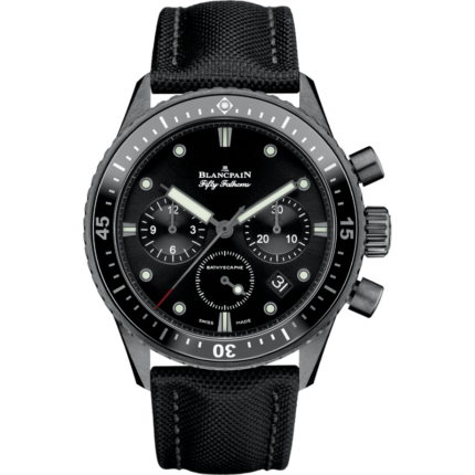 Blancpain-5200-0130-B52A Fifty Fathoms Bathyscaphe Flyback Chronograph Black Ceramic / Black / Black Canvas