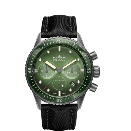 Blancpain-5200-0153-B52A Fifty Fathoms Bathyscaphe Flyback Chronograph Black Ceramic / Green / Canvas
