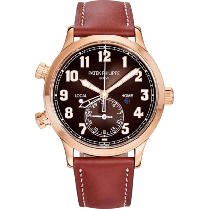 Patek Philippe-5524R-001 Calatrava Pilot Travel Time 5524 Rose Gold / Brown