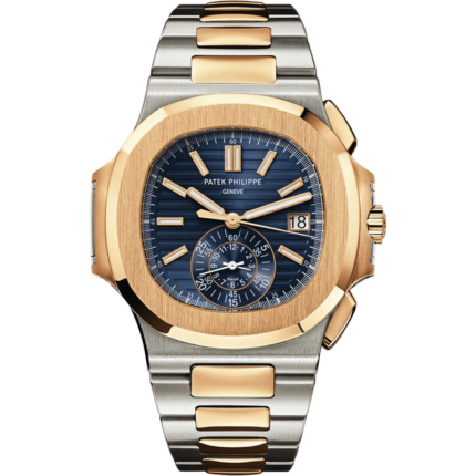 Patek Philippe-5980/1AR-001 Nautilus 5980 Stainless Steel / Rose Gold / Blue
