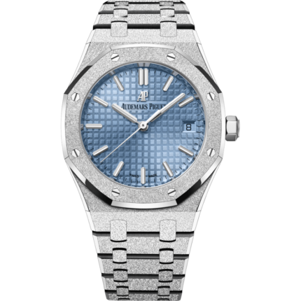 Audemars Piguet-77353BC.GG.1263BC.01 Royal Oak Selfwinding 34 Frosted White Gold / Blue