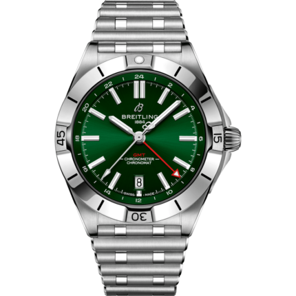Breitling-A32398101L1 Chronomat 40 GMT Stainless Steel / Green / Rouleaux
