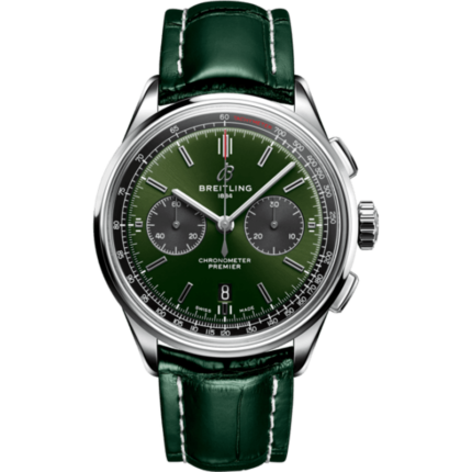 Breitling-AB0118221L1P1 Premier B01 Chronograph 42 Stainless Steel / Green / Alligator - Folding