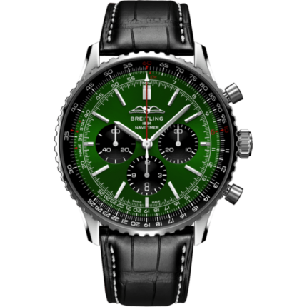 Breitling-AB0137241L1P1 Navitimer B01 Chronograph 46 Stainless Steel / Green / Alligator - Folding