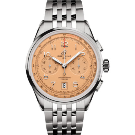 Breitling-AB0145331K1A1 Premier B01 Chronograph 42 Stainless Steel / Pink / Bracelet