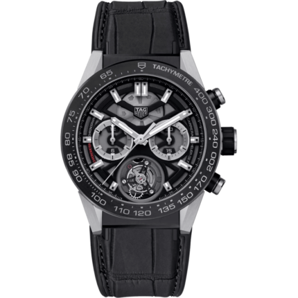 TAG Heuer-CAR5A8Y.FC6377 Carrera Calibre Heuer 02T 45 Chronograph Tourbillon Titanium / Alligator
