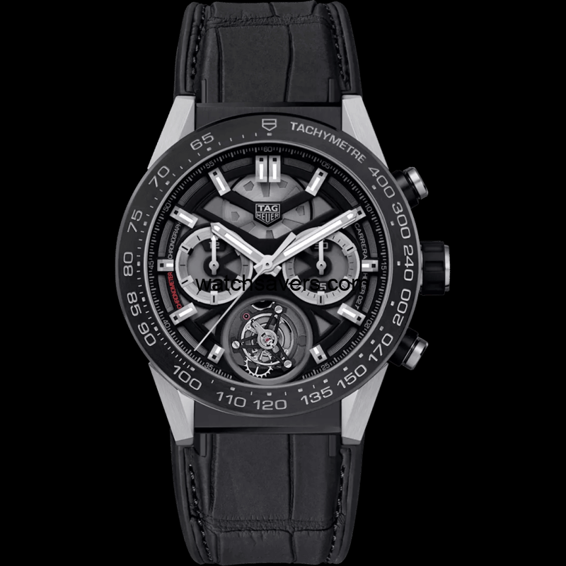 TAG Heuer-CAR5A8Y.FC6377 Carrera Calibre Heuer 02T 45 Chronograph Tourbillon Titanium / Alligator