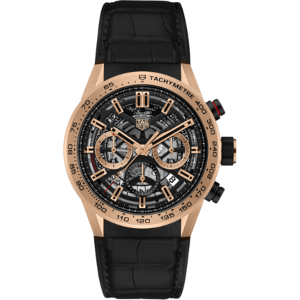 TAG Heuer-CBG2A51.FC6450 Carrera Calibre Heuer 02 45 Rose Gold / Skeleton / Alligator