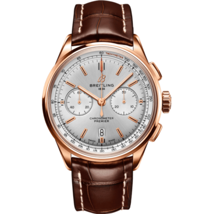 Breitling-RB0118371G1P1 Premier B01 Chronograph 42 Red Gold / Silver / Alligator