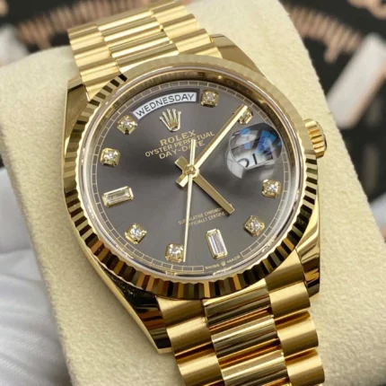 Rolex - 128238-0022 Day-Date 36 Yellow Gold / Fluted / Dark Grey-Diamond / President