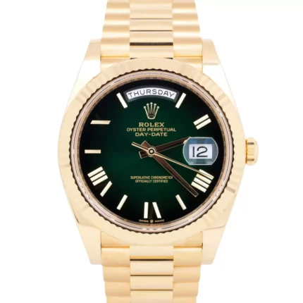 Rolex - 228238-0069 Day-Date 40 Yellow Gold - Fluted / Green - Ombré