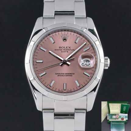 Rolex - 115234-0006 Oyster Perpetual Date 34 Stainless Steel Fluted / Oyster / Pink