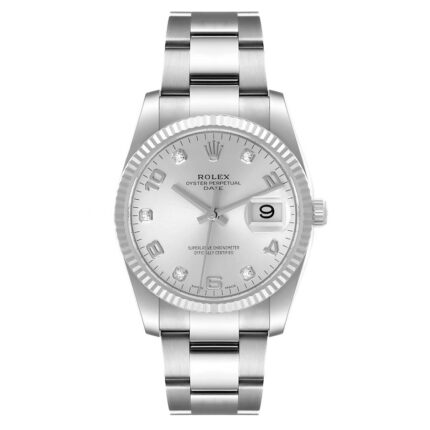 Rolex - 115234-0010 Oyster Perpetual Date 34 Stainless Steel Fluted / Oyster / White Arabic