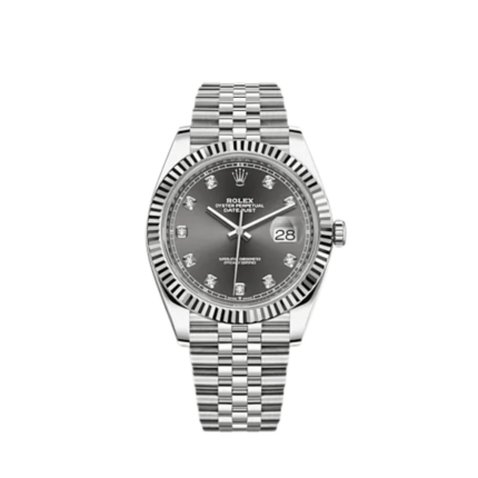 Rolex - 126334-0006 Datejust 41 Stainless Steel Fluted / Jubilee / Dark Rhodium - Diamond