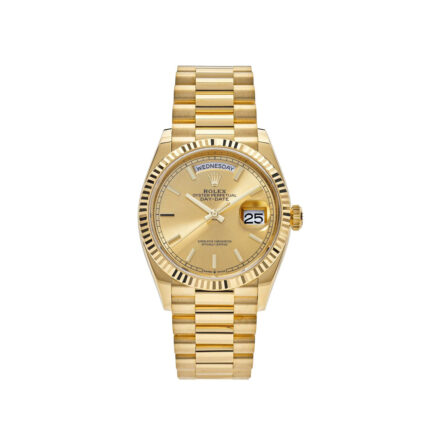 Rolex - 128238-0132 Day-Date 36 Yellow Gold / Fluted / Champagne - Baguette / President